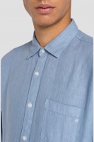 Linen Shirt With Pocket Deep Blue